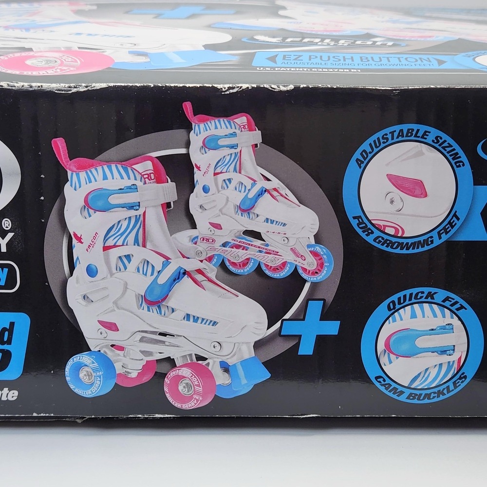 Roller Derby Falcon GTX Girls Adjustable 3-6 White Pink Inline Quad Skates Combo - Picture 4 of 16